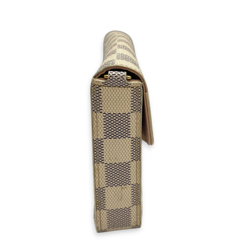Felicie Damier Azur Pochette  Damier Azur Wallet On Chain in Coated Canvas Gold hardware