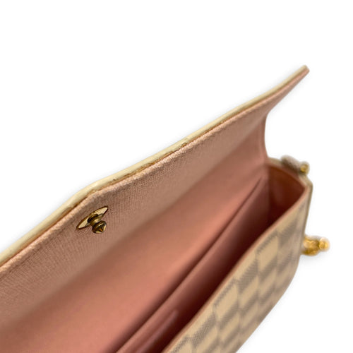 Felicie Damier Azur Pochette  Damier Azur Wallet On Chain in Coated Canvas Gold hardware