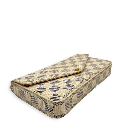 Felicie Damier Azur Pochette  Damier Azur Wallet On Chain in Coated Canvas Gold hardware