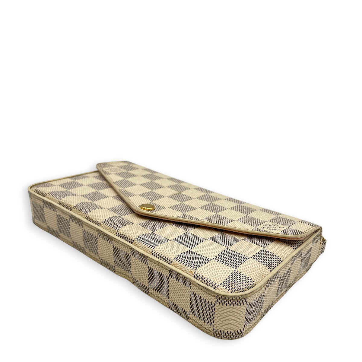 Felicie Damier Azur Pochette  Damier Azur Wallet On Chain in Coated Canvas Gold hardware