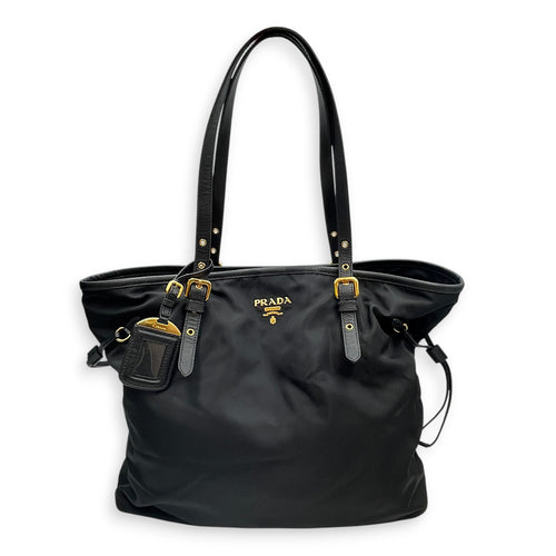 Tessuto  Black Tote Bag in Nylon Gold hardware