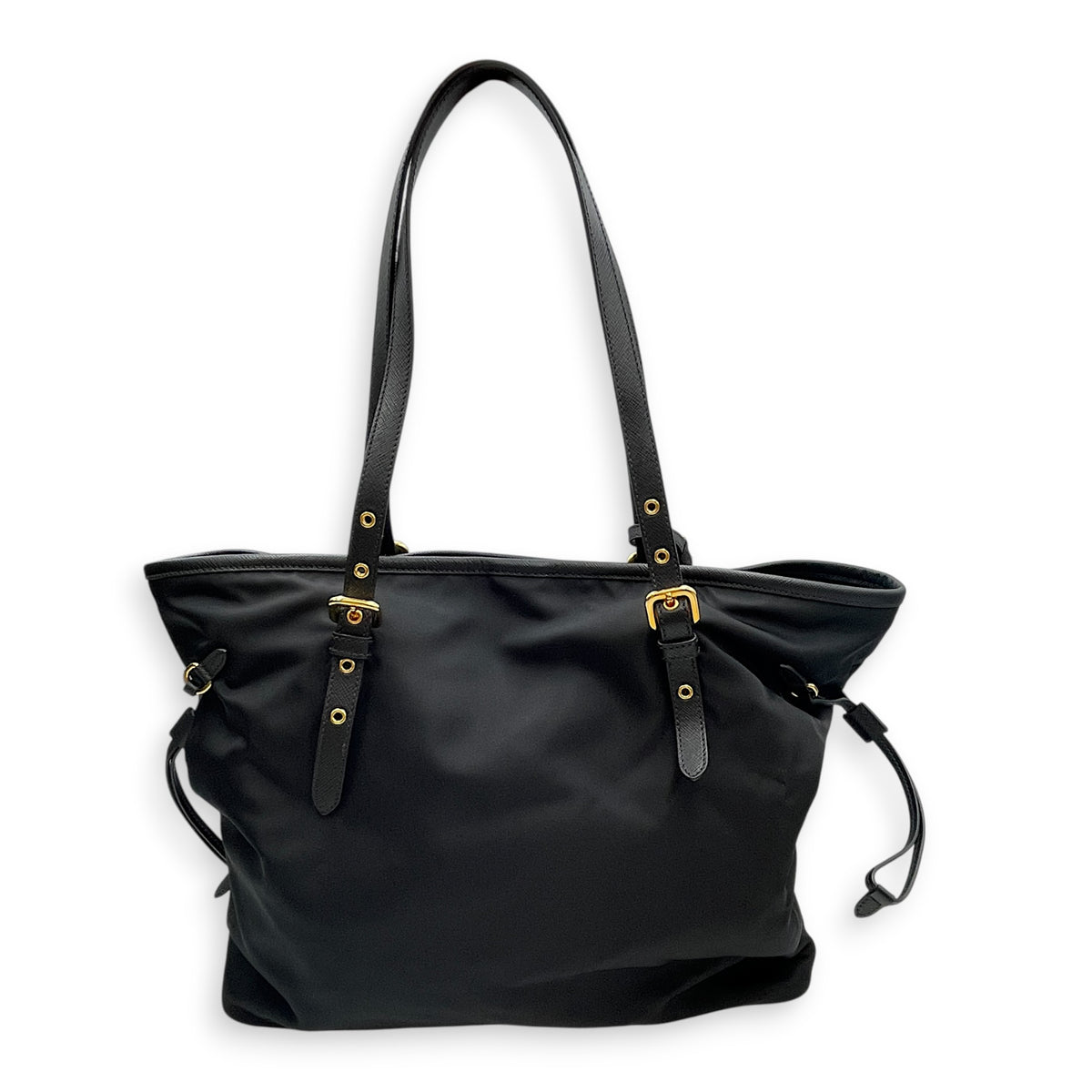 Tessuto  Black Tote Bag in Nylon Gold hardware