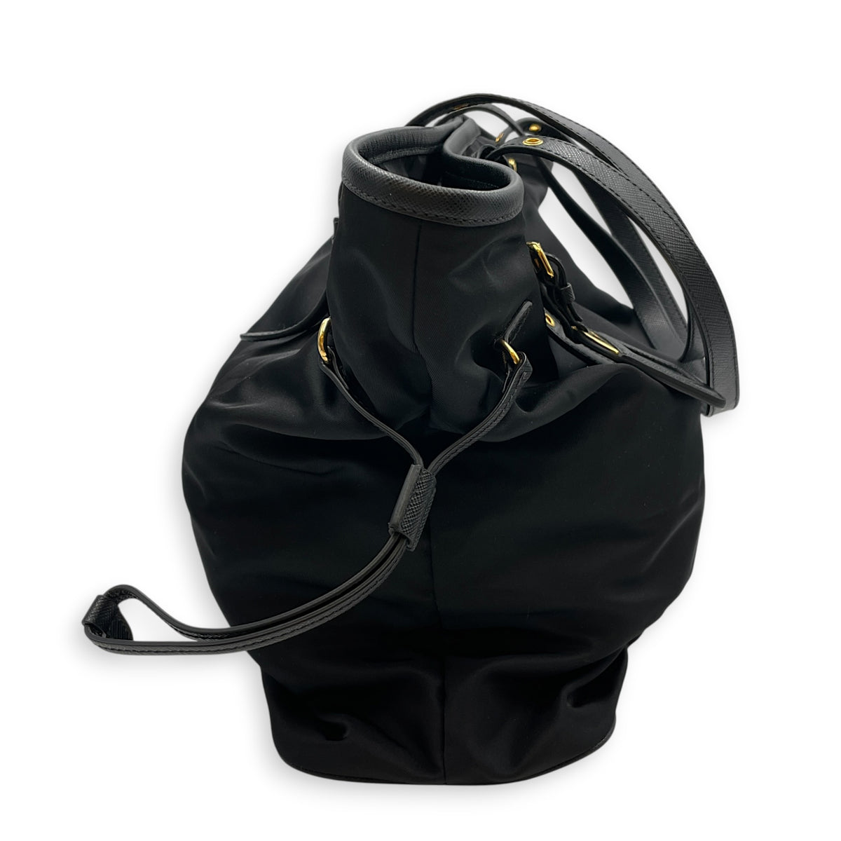 Tessuto  Black Tote Bag in Nylon Gold hardware