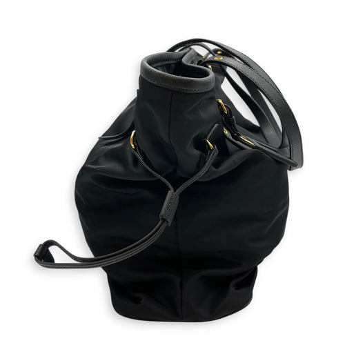 Tessuto  Black Tote Bag in Nylon Gold hardware
