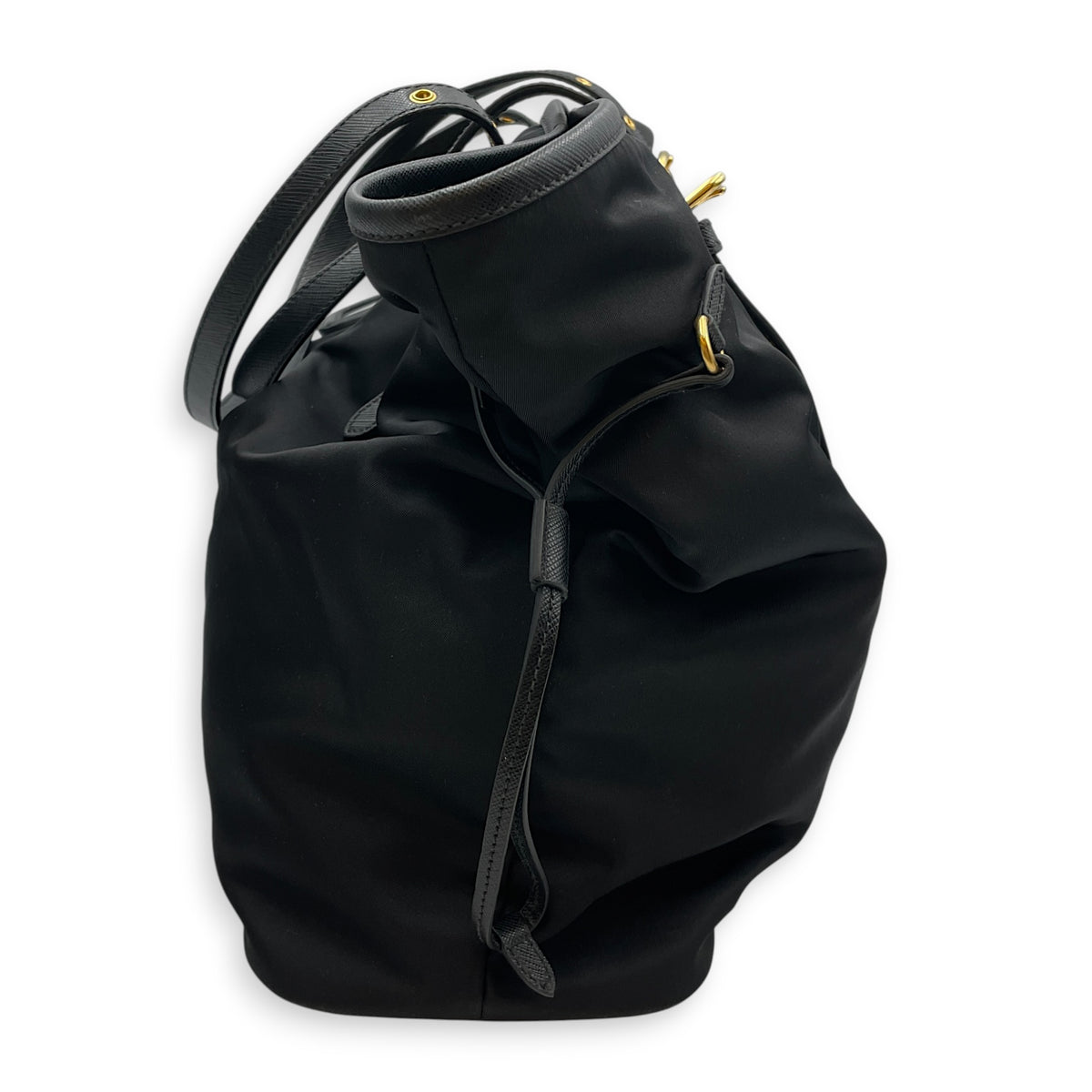 Tessuto  Black Tote Bag in Nylon Gold hardware