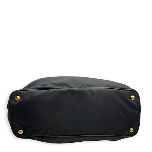 Tessuto  Black Tote Bag in Nylon Gold hardware
