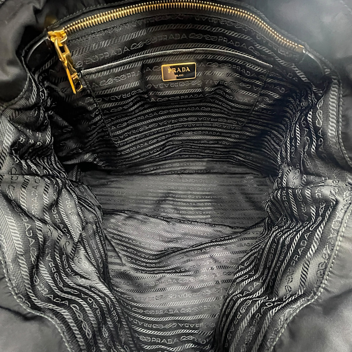 Tessuto  Black Tote Bag in Nylon Gold hardware