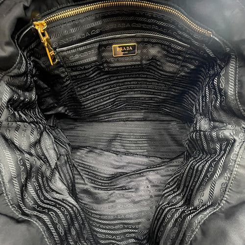 Tessuto  Black Tote Bag in Nylon Gold hardware