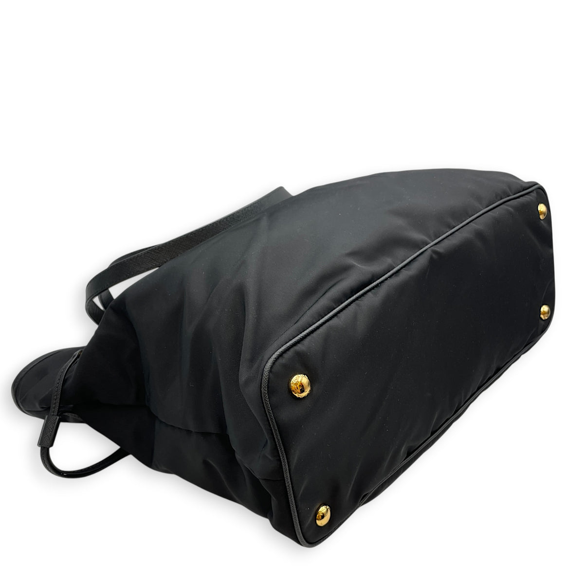Tessuto  Black Tote Bag in Nylon Gold hardware