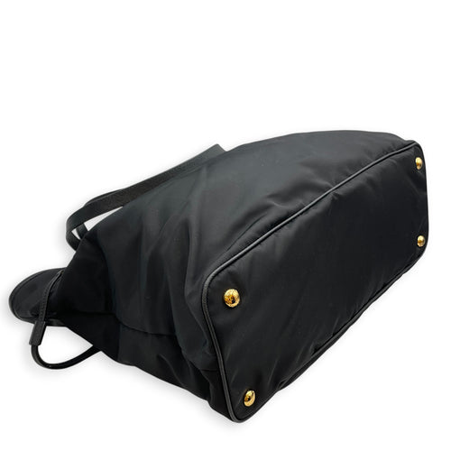 Tessuto  Black Tote Bag in Nylon Gold hardware
