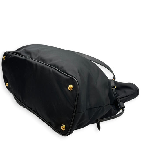 Tessuto  Black Tote Bag in Nylon Gold hardware