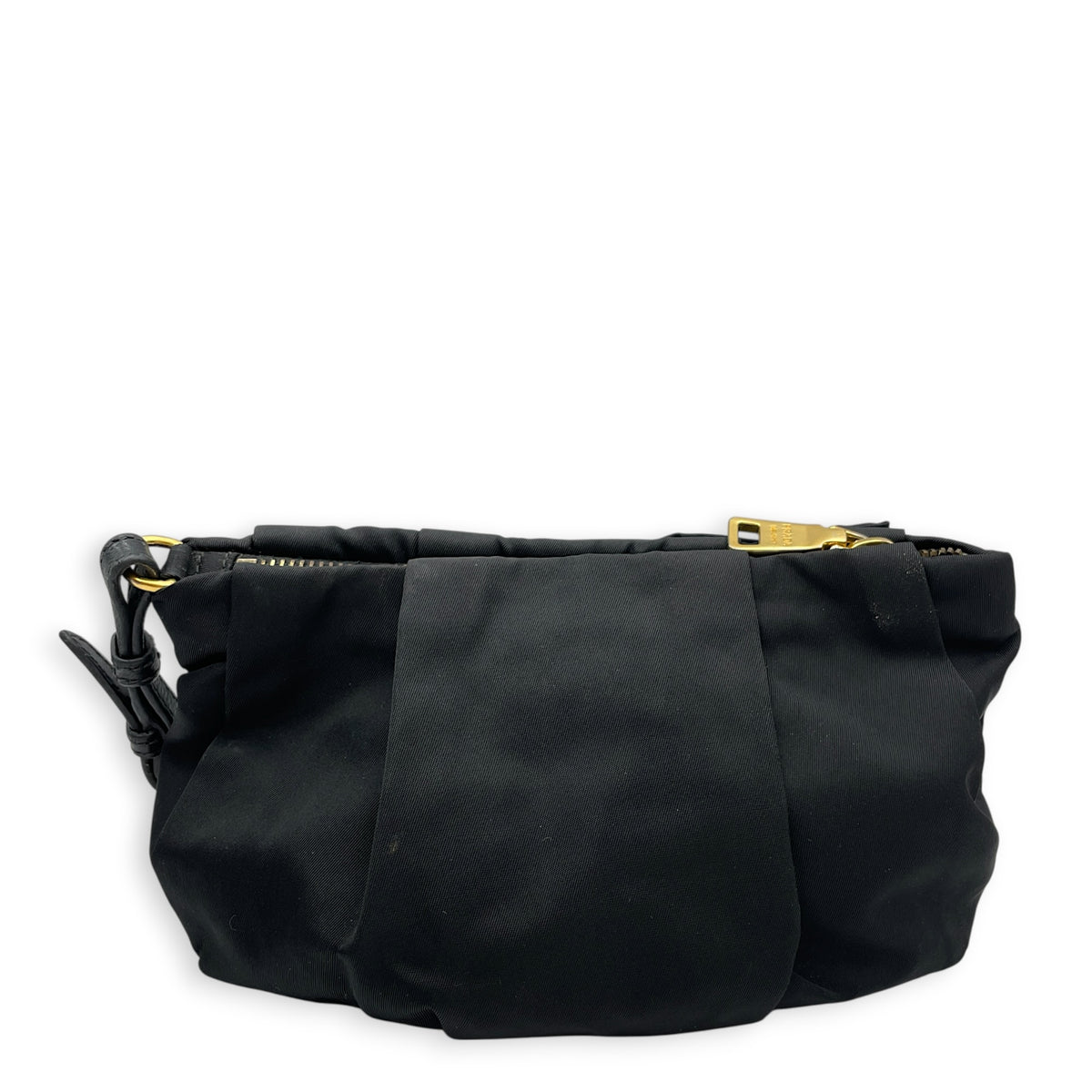 BOW  Black Clutch in Nylon  Gold hardware