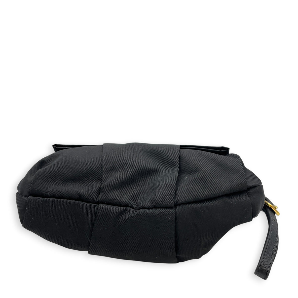 BOW  Black Clutch in Nylon  Gold hardware