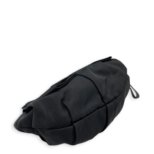 BOW  Black Clutch in Nylon  Gold hardware