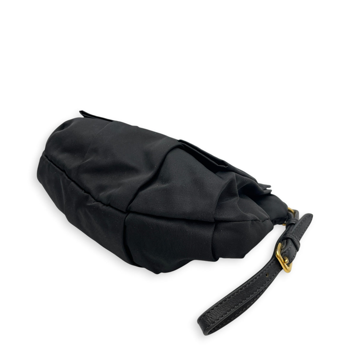 BOW  Black Clutch in Nylon  Gold hardware