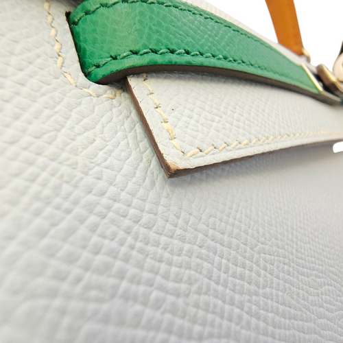 Sellier Kelly 25 Blue Brume/Vert Jade/Gold in Epsom Palladium hardware