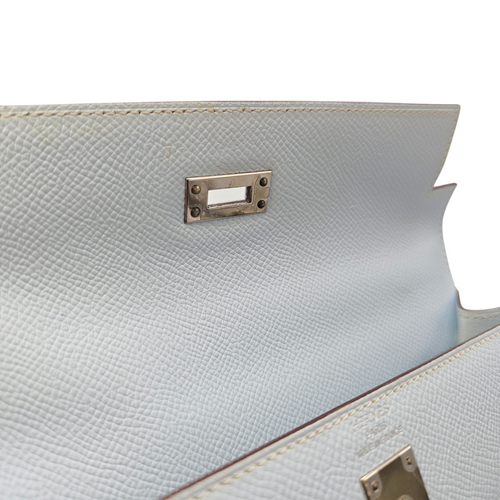 Sellier Kelly 25 Blue Brume/Vert Jade/Gold in Epsom Palladium hardware