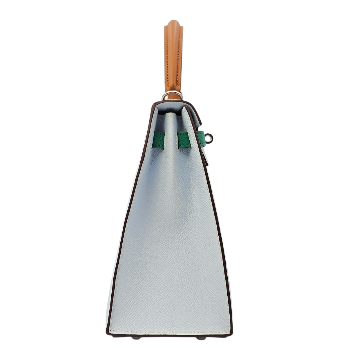 Sellier Kelly 25 Blue Brume/Vert Jade/Gold in Epsom Palladium hardware