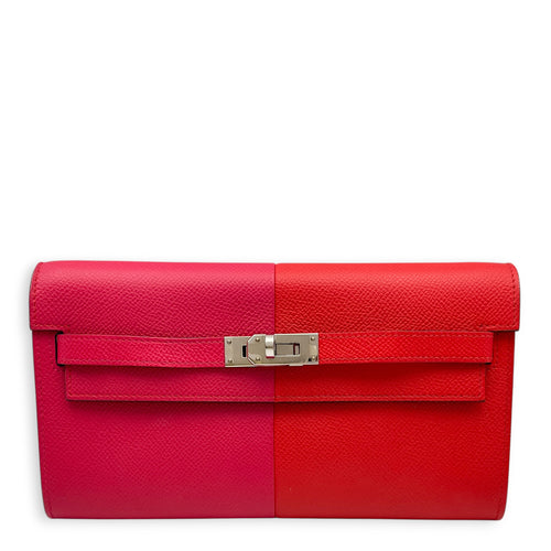 Kelly To Go  Rose Extreme/Rouge De Coeur/ Blue Zanzibar Wallet in Epsom Palladium hardware