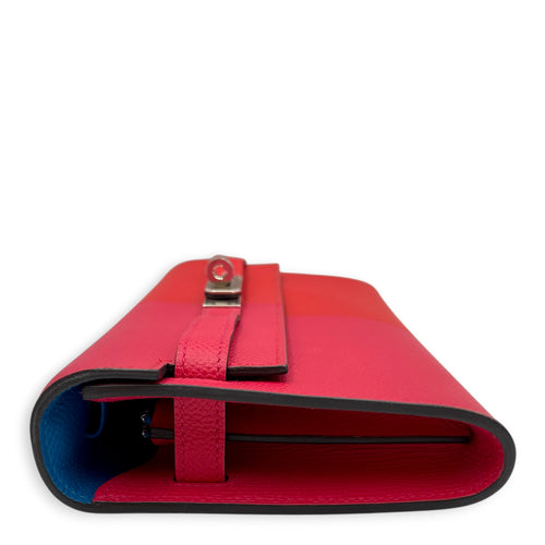 Kelly To Go  Rose Extreme/Rouge De Coeur/ Blue Zanzibar Wallet in Epsom Palladium hardware