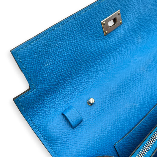 Kelly To Go  Rose Extreme/Rouge De Coeur/ Blue Zanzibar Wallet in Epsom Palladium hardware