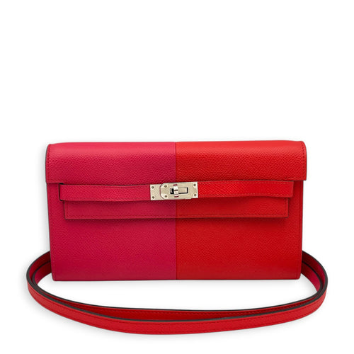 Kelly To Go  Rose Extreme/Rouge De Coeur/ Blue Zanzibar Wallet in Epsom Palladium hardware