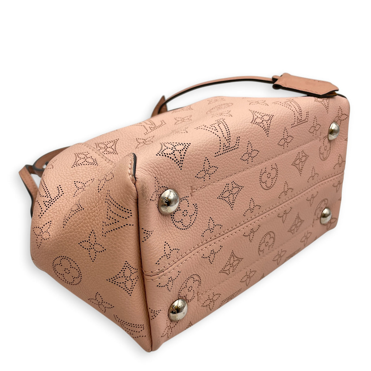 PM Blossom Hina Pink Top Handle Bag in Mahina Leather Silver hardware