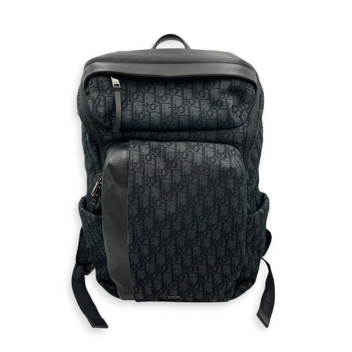 Rider Soft Zipped  Black Backpack in Jacquard Silver hardware