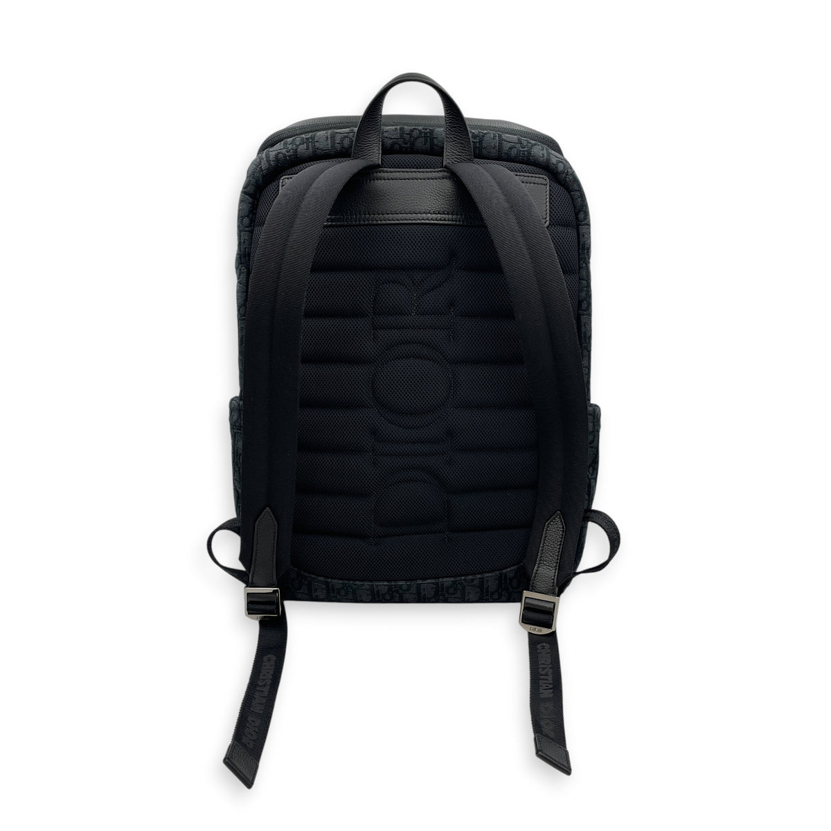 Rider Soft Zipped  Black Backpack in Jacquard Silver hardware