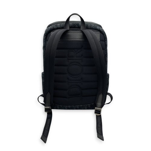 Rider Soft Zipped  Black Backpack in Jacquard Silver hardware