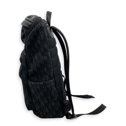 Rider Soft Zipped  Black Backpack in Jacquard Silver hardware