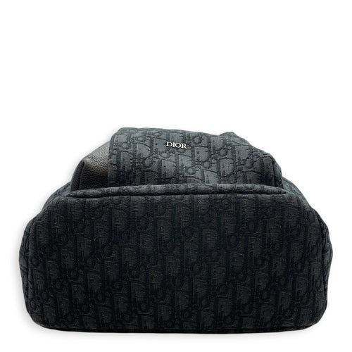 Rider Soft Zipped  Black Backpack in Jacquard Silver hardware