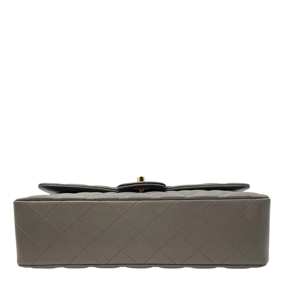 Timeless CC (Double Flap) Medium Grey Shoulder Bag in Lambskin Light Gold hardware