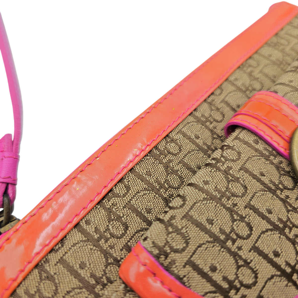 Trotter  Brown Clutch in Jacquard Antique Brass hardware