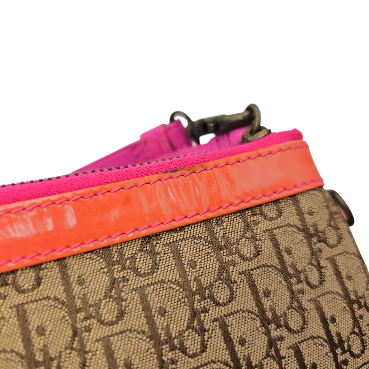 Trotter  Brown Clutch in Jacquard Antique Brass hardware