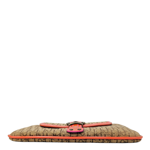 Trotter  Brown Clutch in Jacquard Antique Brass hardware