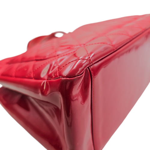 GST Red Tote Bag in Patent Leather Silver hardware