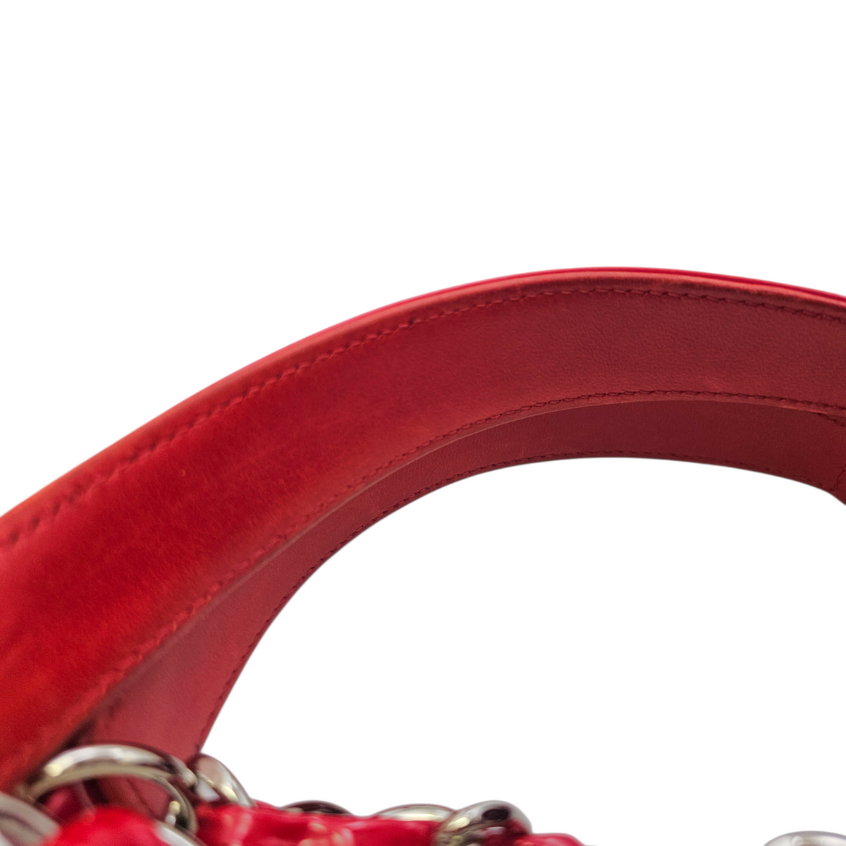 GST Red Tote Bag in Patent Leather Silver hardware