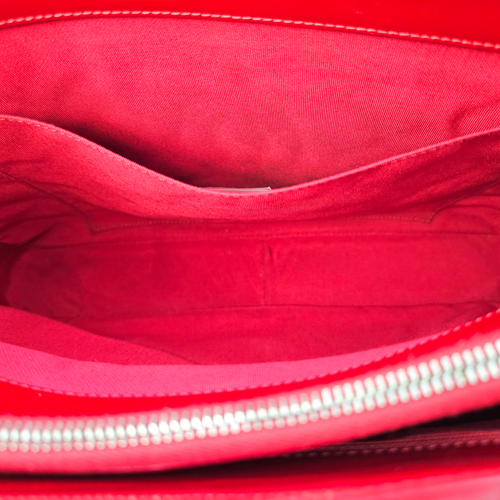 GST Red Tote Bag in Patent Leather Silver hardware
