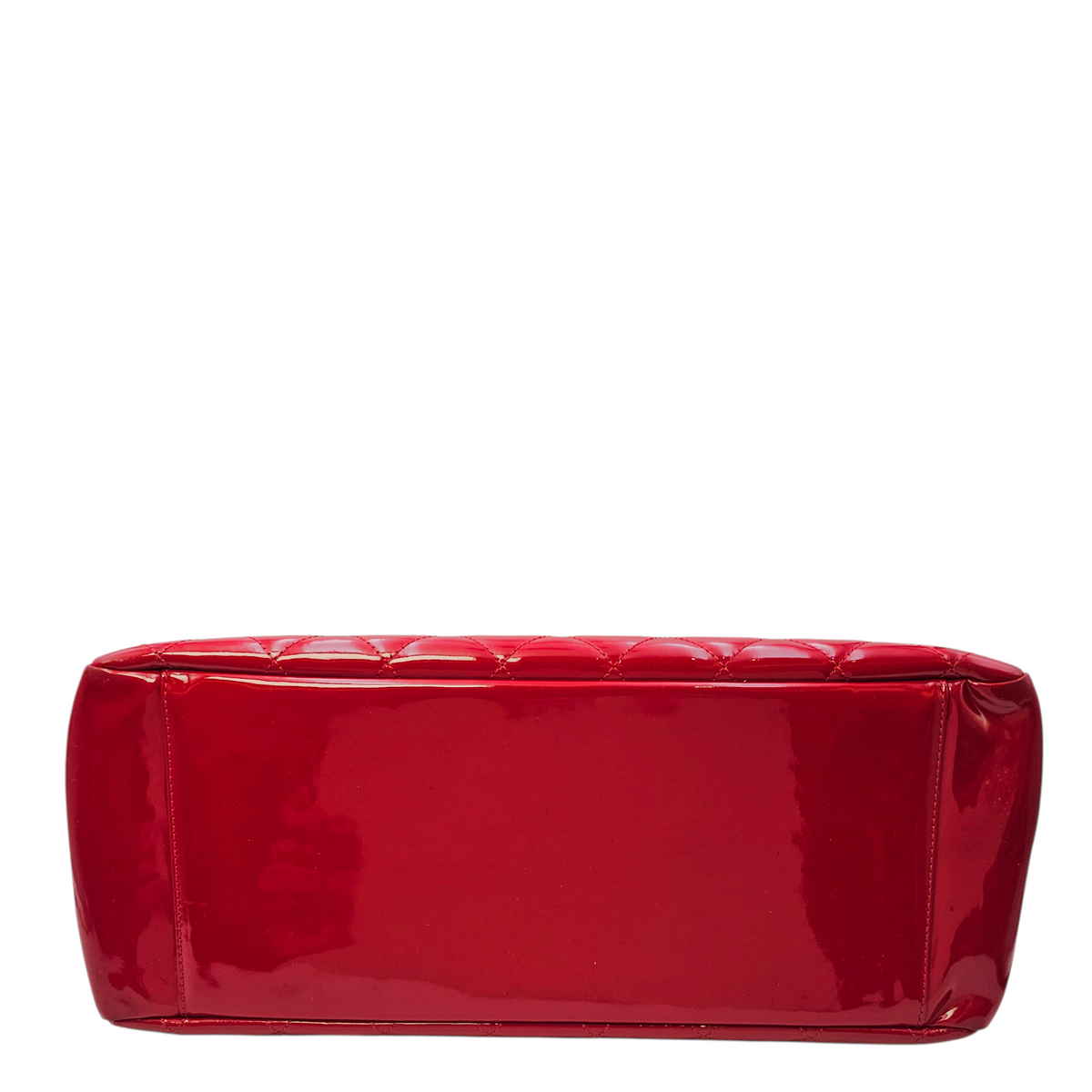 GST Red Tote Bag in Patent Leather Silver hardware