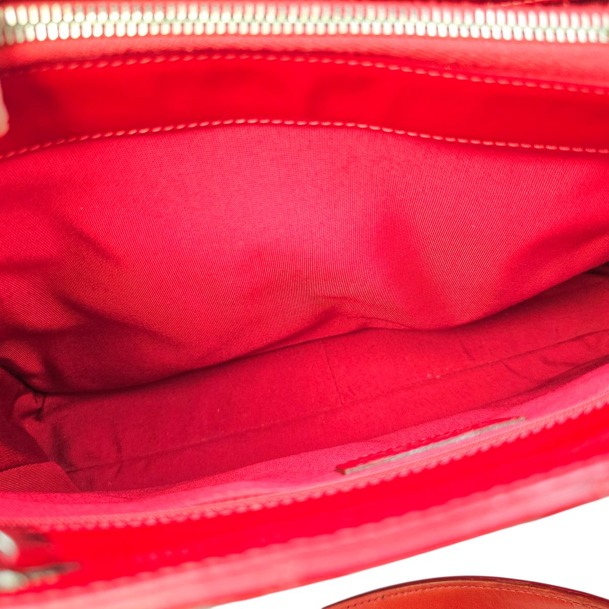 GST Red Tote Bag in Patent Leather Silver hardware