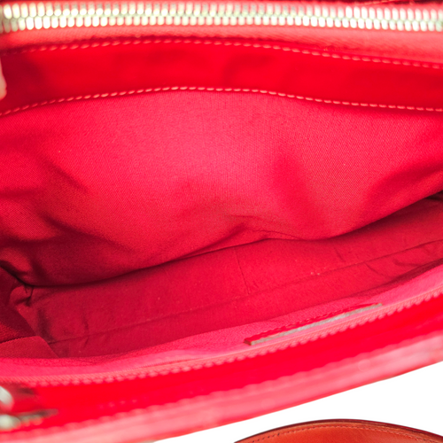 GST Red Tote Bag in Patent Leather Silver hardware