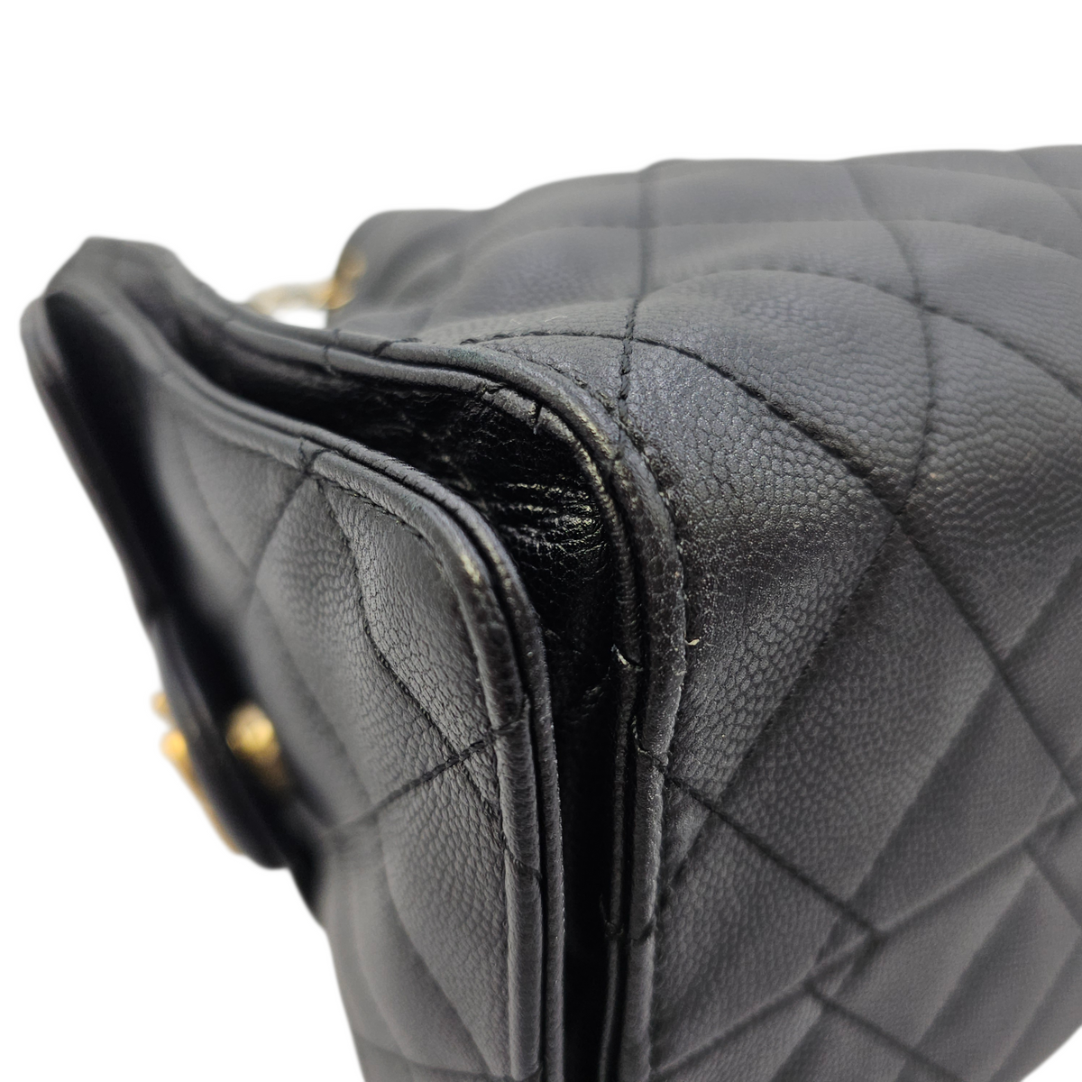 C25 Small Black Shoulder Bag in Caviar Leather Gold hardware