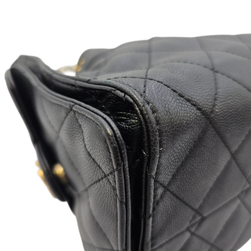 C25 Small Black Shoulder Bag in Caviar Leather Gold hardware