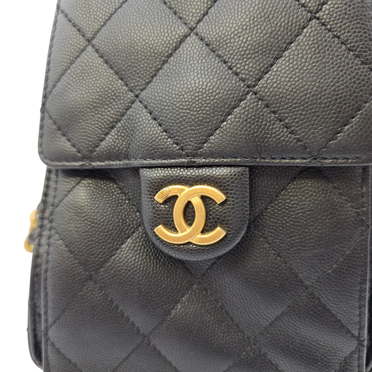 C25 Small Black Shoulder Bag in Caviar Leather Gold hardware