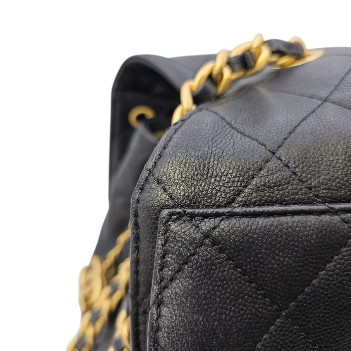 C25 Small Black Shoulder Bag in Caviar Leather Gold hardware