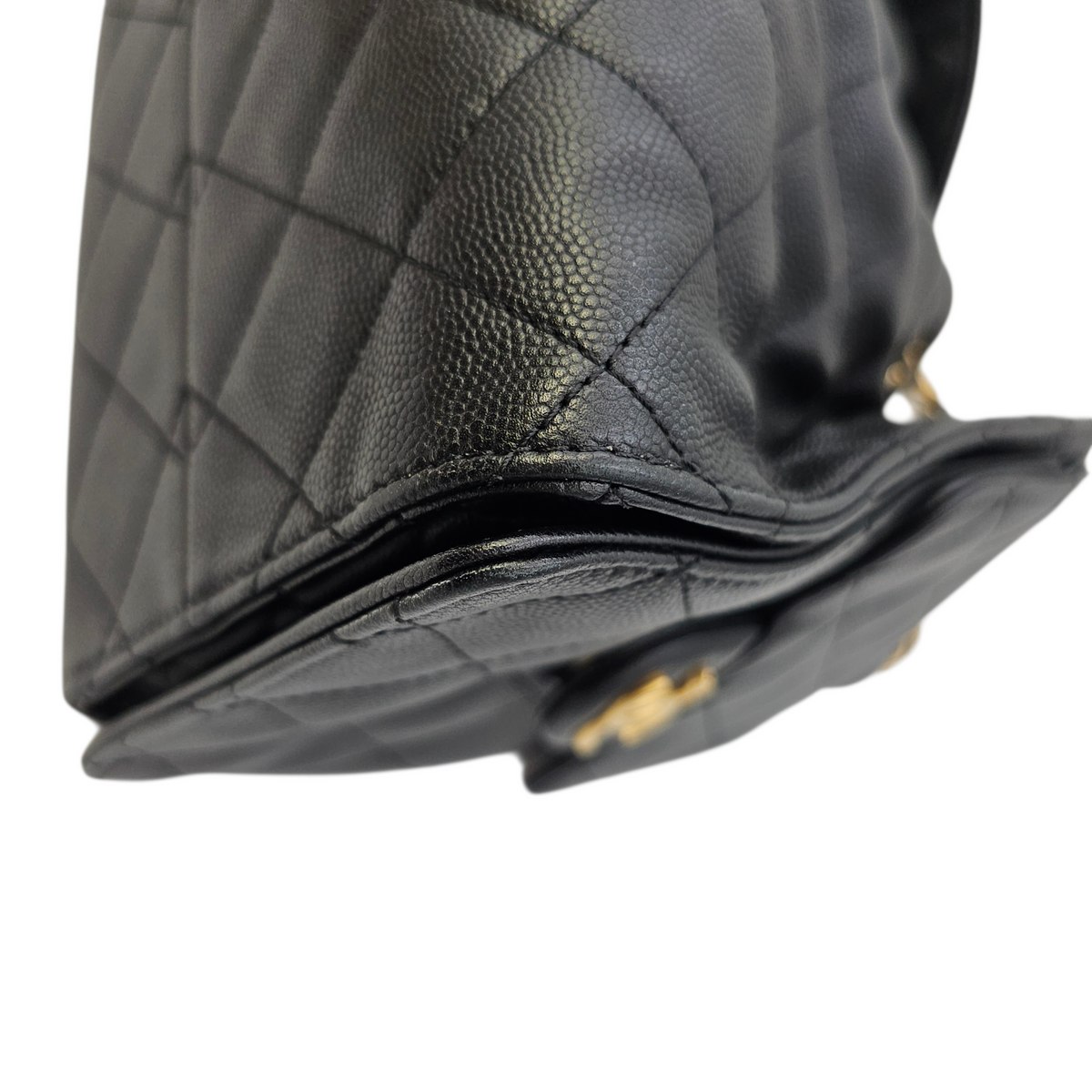 C25 Small Black Shoulder Bag in Caviar Leather Gold hardware