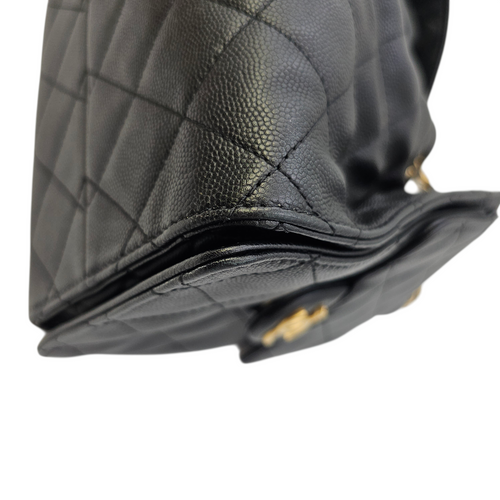 C25 Small Black Shoulder Bag in Caviar Leather Gold hardware