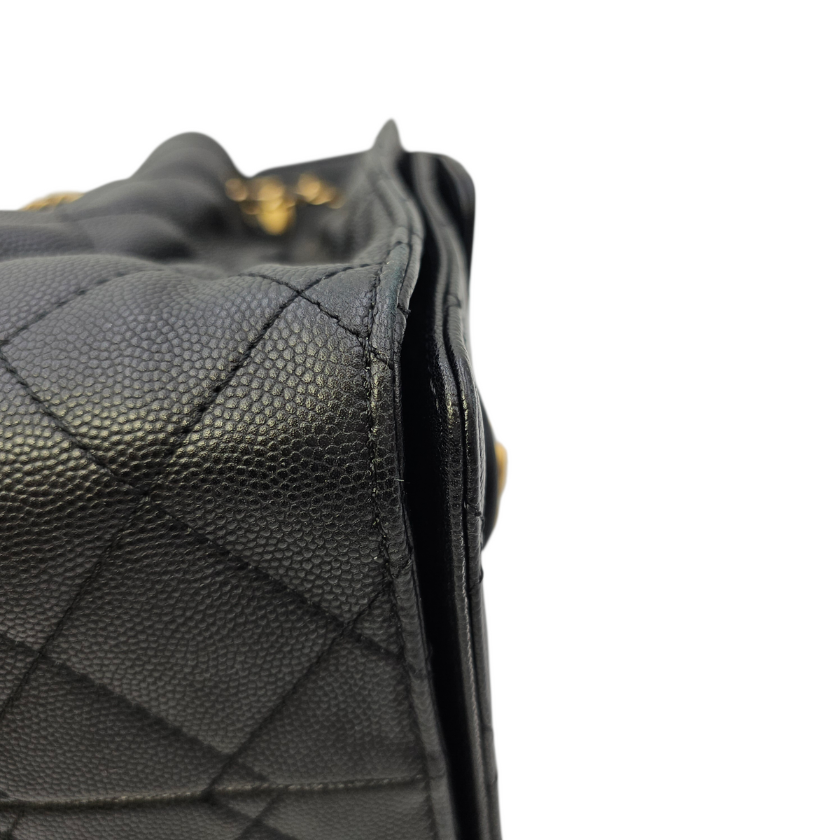 C25 Small Black Shoulder Bag in Caviar Leather Gold hardware