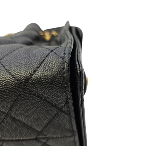 C25 Small Black Shoulder Bag in Caviar Leather Gold hardware
